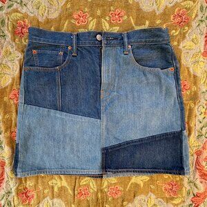 Levi’s for Anthropologie Everyday Patchwork Denim Skirt, Size 30.